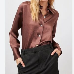 Rails Nutmeg Andrea Satin Button Down Shirt